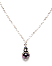Crystal and Pearl Necklace - Dark Gray