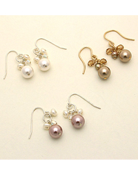 Crystal and Pearl Cluster Earrings
