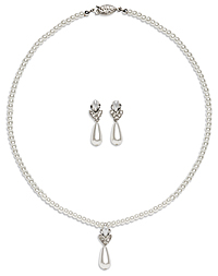 Faux Pearl Teardrop Necklace and Earring Set