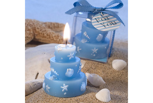 Beach Themed Wedding Cake Candle Favor A little something blue to pass on 