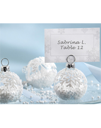 "Snow Flurry" Glass Ornament Place Card Holders