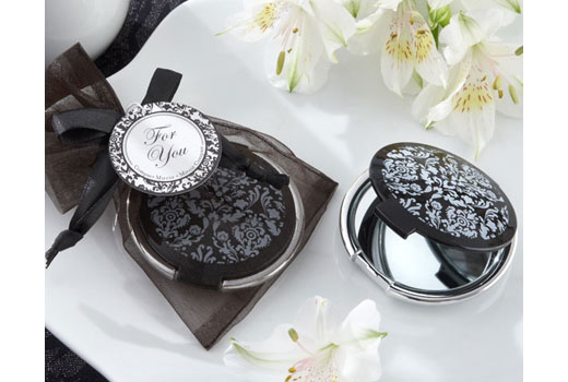 These pretty compact mirrors make sleek chic bridal shower favors that are