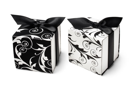 Reversible Black White Flourish Favor Boxes