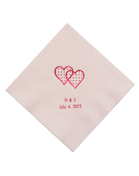 Personalized Beverage Napkins - Double Hearts Dots